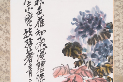 Navolger van Wu Changshuo 吳昌碩 (1844-1927): 'Herfst', inkt en kleur op papier, gedateerd 1914