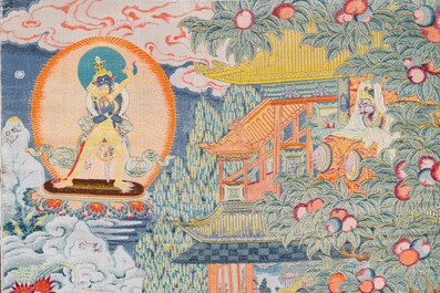 A Chinese woven thangka of a Shambhala king, Republic