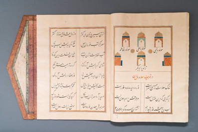 Muhyi al-Din al-Lari (d. 1526): Kitab Futuh Al-Haramayn, fraai gebonden manuscript op groot formaat in lederen etui, 20e eeuw