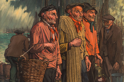 Achille Van Sassenbrouck (1886-1979): 'Fishermen', oil on canvas