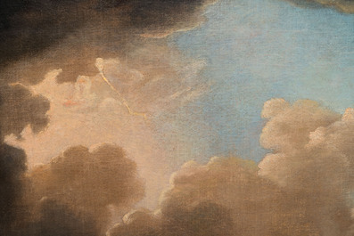 Follower of Willem van de Velde (1633-1707): 'Marine view with four British ships at sea', oil on canvas