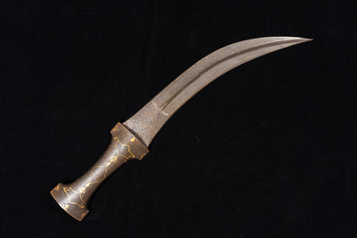 A Qajar damascened steel 'jambiya' dagger, Persia, 19th C.