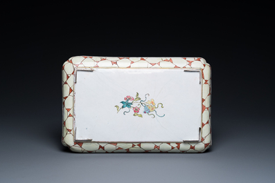 A fine Chinese rectangular Canton enamel dish, Yongzheng