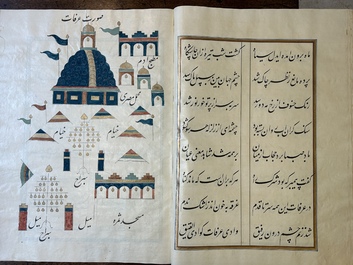 Muhyi al-Din al-Lari (d. 1526): Kitab Futuh Al-Haramayn, fraai gebonden manuscript op groot formaat in lederen etui, 20e eeuw