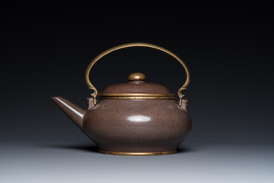 A Chinese polished Yixing stoneware teapot and cover for the Thai market, 19th C.