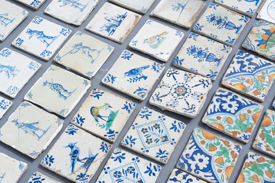 A large collection of 161 various Dutch Delft tiles, 17/19th C.