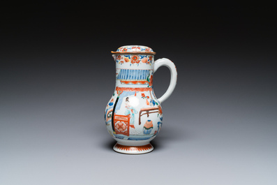 Verseuse couverte en porcelaine de Chine verte-Imari &agrave; d&eacute;cor d'une sc&egrave;ne du 'Xi Xiang Ji', Yongzheng