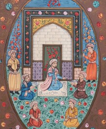 Persian and Indian school: eight miniatures with figurative designs and three portrait miniatures, 19/20th C.