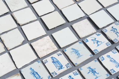 A large collection of 161 various Dutch Delft tiles, 17/19th C.