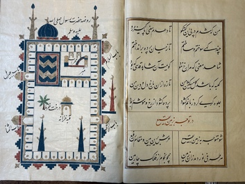 Muhyi al-Din al-Lari (d. 1526): Kitab Futuh Al-Haramayn, manuscrit luxueux en grand format dans un &eacute;tui en cuir, 20&egrave;me