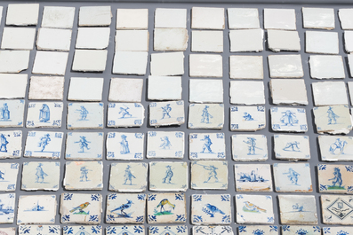 A large collection of 161 various Dutch Delft tiles, 17/19th C.