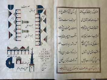 Muhyi al-Din al-Lari (d. 1526): Kitab Futuh Al-Haramayn, fraai gebonden manuscript op groot formaat in lederen etui, 20e eeuw