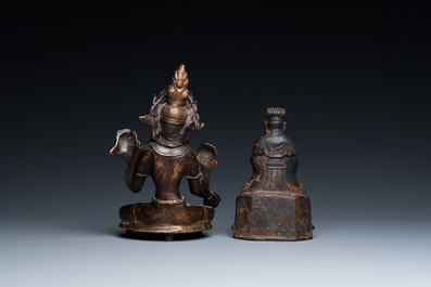 Une sculpture de Wenchang Wang en bronze et une Tara en alliage de cuivre, Chine, Ming et 19/20&egrave;me