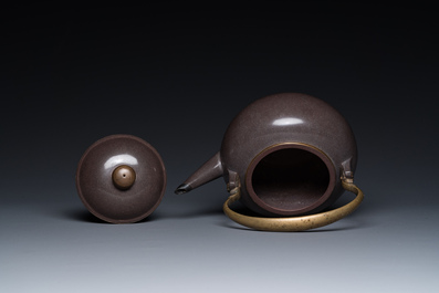 A Chinese polished purple Yixing stoneware teapot and cover for the Thai market, 19th C.