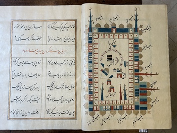 Muhyi al-Din al-Lari (d. 1526): Kitab Futuh Al-Haramayn, fraai gebonden manuscript op groot formaat in lederen etui, 20e eeuw