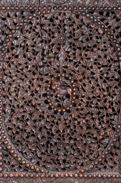 A colonial Anglo-Indian reticulated wooden desk with hidden compartment, 19th C.