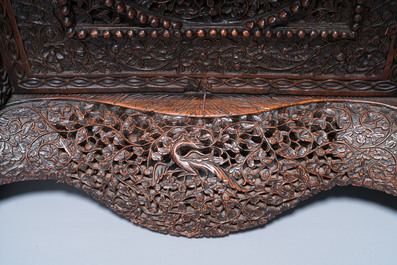 A colonial Anglo-Indian reticulated wooden desk with hidden compartment, 19th C.