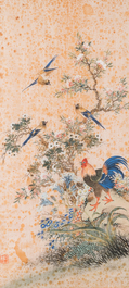 Wang Chengxun 王承勳 (19/20th C.): 'Four paintings with fine birds', ink and colours on silk, Republic