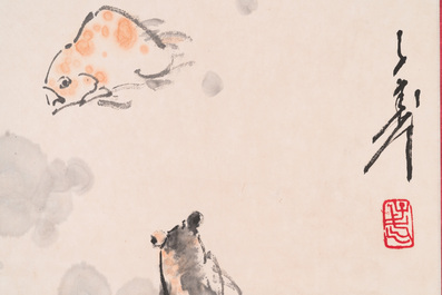 Wang Ziwu 王子武 (1936-2021): 'Goldfish', ink and colour on paper
