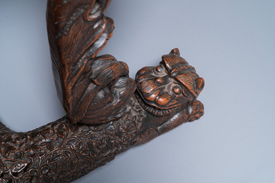 A colonial Anglo-Indian reticulated wooden desk with hidden compartment, 19th C.