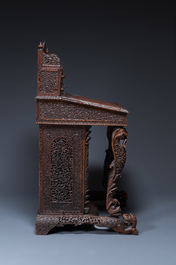 A colonial Anglo-Indian reticulated wooden desk with hidden compartment, 19th C.