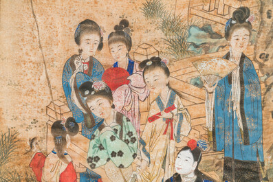 Wang Chengxun 王承勳 (19/20th C.): 'Six romantic view of life in ancient China', ink and colours on silk