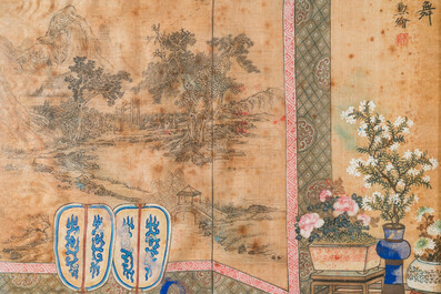 Wang Chengxun 王承勳 (19/20th C.): 'Six romantic view of life in ancient China', ink and colours on silk