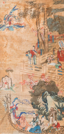 Wang Chengxun 王承勳 (19/20&egrave;me): 'Six oeuvres romantiques sur la vie dans la Chine ancienne', encre et couleurs sur soie