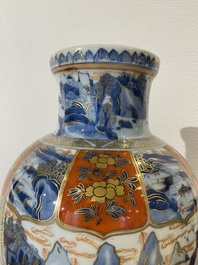 A Chinese blue and white Dutch-decorated 'landscape' vase, Kangxi