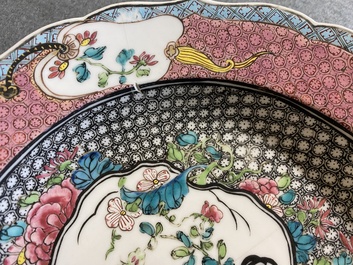 A fine Chinese famille rose 'roosters' plate, Yongzheng