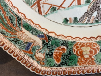 A large Chinese octagonal famille verte dish, Kangxi