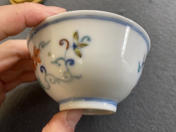 A Chinese doucai bowl with floral design, Yongzheng mark and possibly of the period