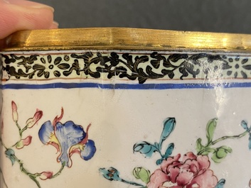 A Chinese Canton enamel box and cover with floral design, Yongzheng/Qianlong