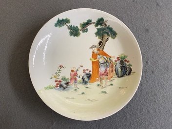 A Chinese famille rose 'foreigner' plate, Qianlong mark and probably of the period
