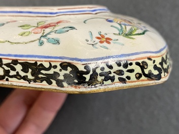 A Chinese Canton enamel box and cover with floral design, Yongzheng/Qianlong