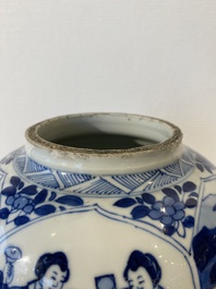 A pair of Chinese blue and white vases, Kangxi