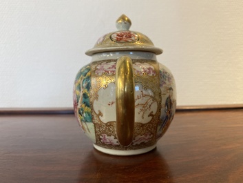 A Chinese famille rose 'Mandarin subject' teapot and cover, Qianlong