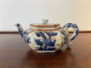 A Chinese hexagonal Imari-style teapot and cover, Kangxi