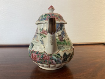 Th&eacute;i&egrave;re couverte en porcelaine de Chine famille rose &agrave; d&eacute;cor de p&ecirc;cheurs, Yongzheng