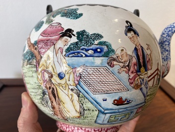 A Chinese Canton enamel teapot and cover, Qianlong