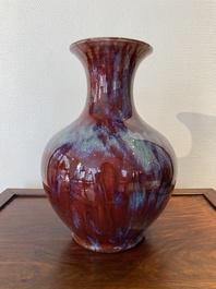 A large Chinese flamb&eacute;-glazed vase, 18/19th C.