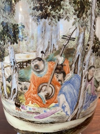 A Chinese famille rose 'musicians' vase, Hongxian mark, Republic