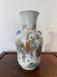 A Chinese famille rose 'narrative subject' vase, Tongzhi mark, 19/20th C.
