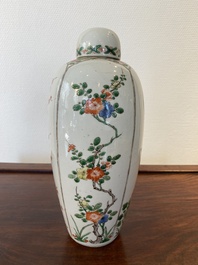 A Chinese famille verte 'four seasons' jar and cover, Kangxi