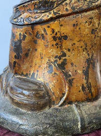 A Chinese gilt bronze crowned Buddha, Ming