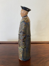 A Chinese painted terracotta figure of a mandarin, Canton, 19th C.