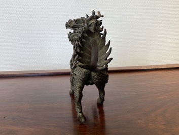 A Chinese bronze qilin, probably Kangxi
