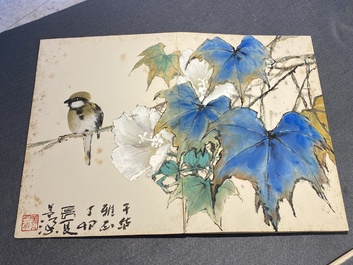 Chinese school: An album of twelve paintings with signatures of celebrities, a.o. Zhao Shaoang 趙少昂, ink and colour on paper, dated 1944
