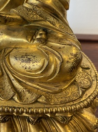 A Chinese gilt bronze Buddha Shakyamuni, probably Ming