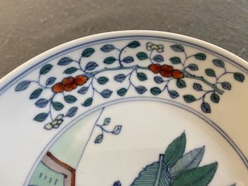 A Chinese doucai plate, Chenghua mark, Kangxi